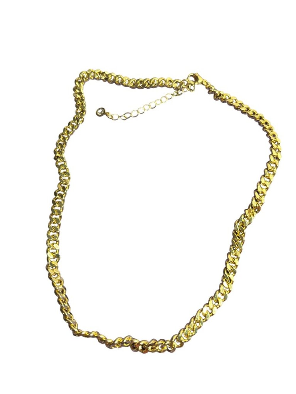Goldtone Curb Chain Necklace Lobster Clasp 14 - 16 inches Long